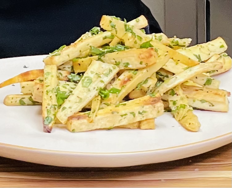 Parsnip Parmesan White Truffle Fries by Chef Kai Chase