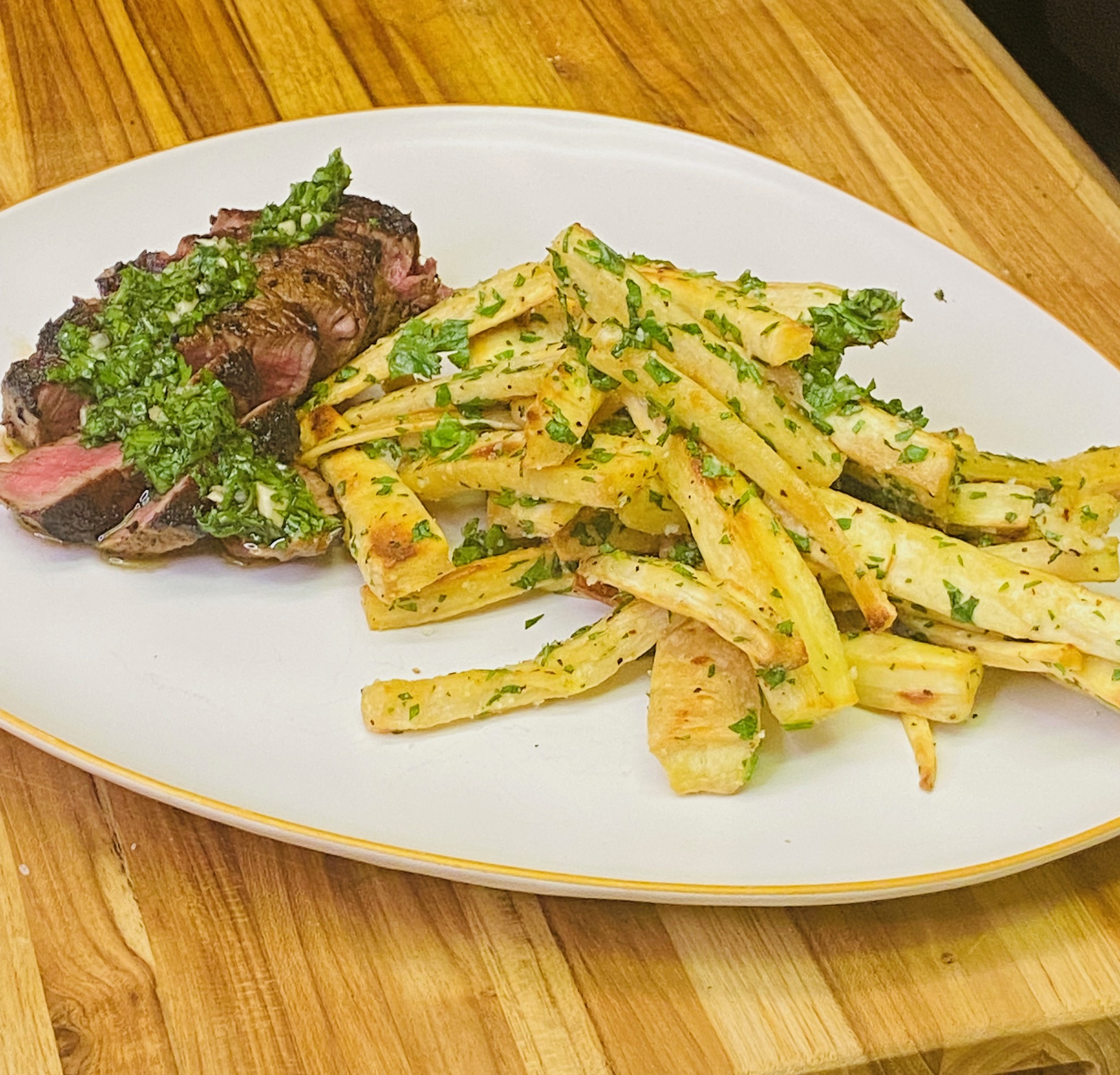 Warm Cajun Rubbed Filet with Chimichurri by Chef Kai Chase